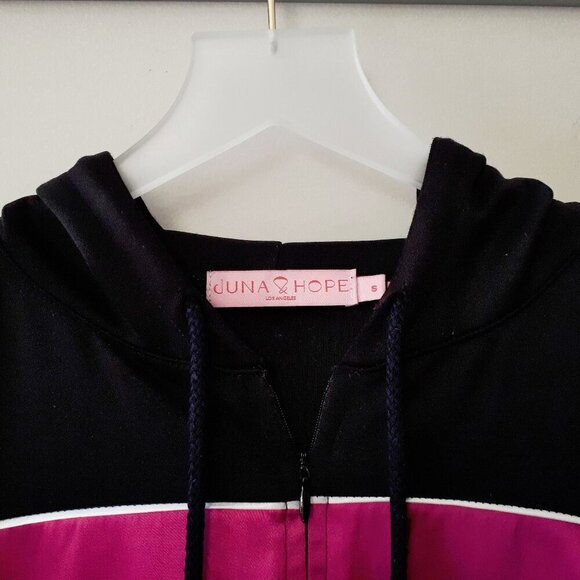 EUC Juna & Hope black and purple cold shoulder accent track dress with hood, S - Picture 5 of 9